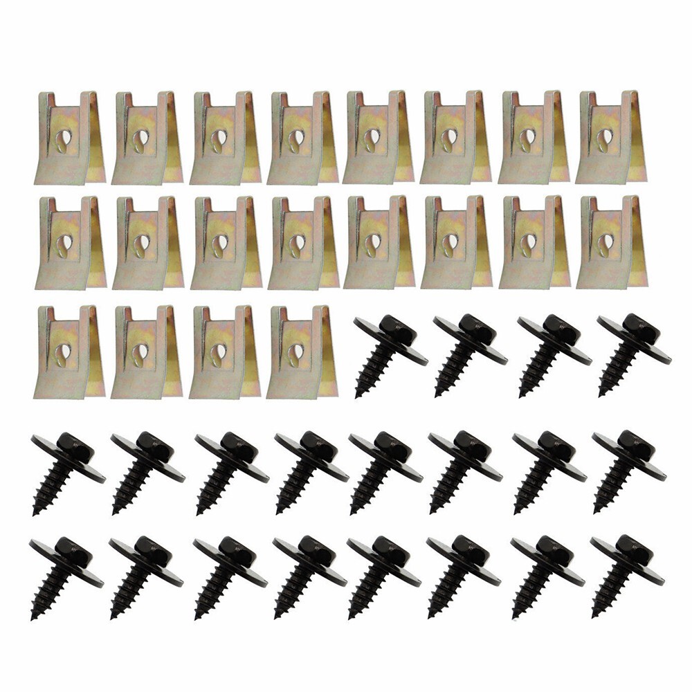 Car Metal Screw Body Fender Bumper Retainer U Nut Clips Gasket Fastener 40PCS