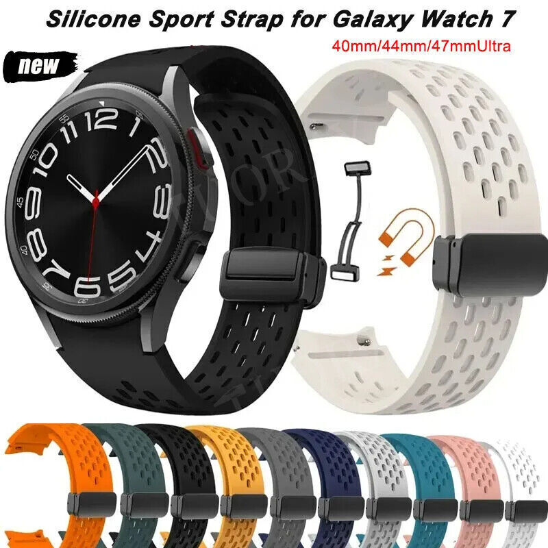 Silicone Band For Samsung Galaxy Watch 7/6/5/4 40 44 46mm 43 47mm Magnetic Strap