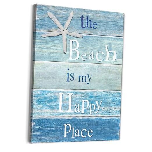 Beach Wall Art,Beach House Wall Decor,Beach Canvas Wall Art,Coastal sea-happy
