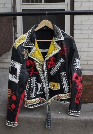 Men's Punk Biker Jacket with Silver Studs and Steampunk Personalization
