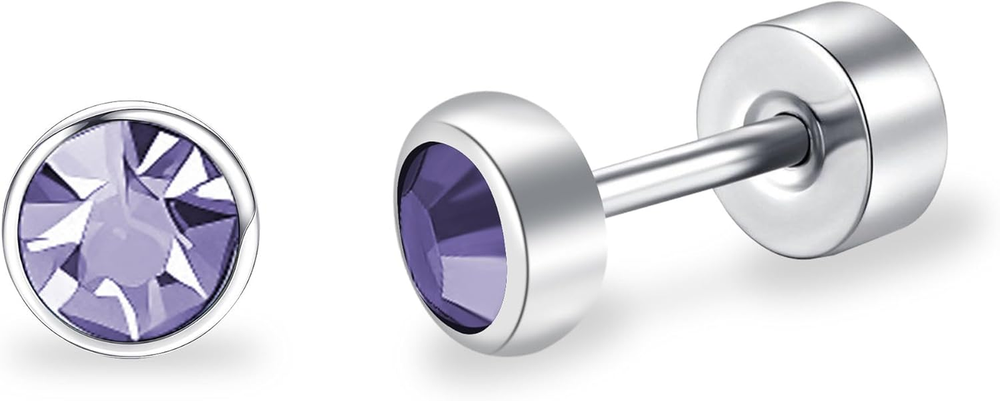 G23 Solid Titanium Studs Earrings Flat Back Earrings, Dainty Small Screw Back Si