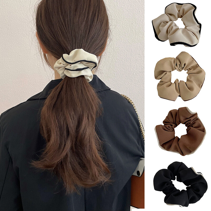 Women’s Solid Scrunchies Elastic Ponytail Holder Rope Hair Ring Headdress
