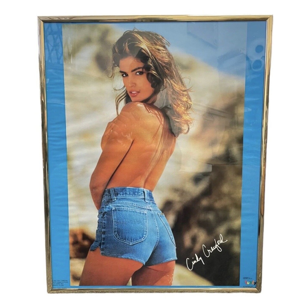 Cindy Crawford 1992 Elite Model Topless Poster #3351 in Funky Shorts