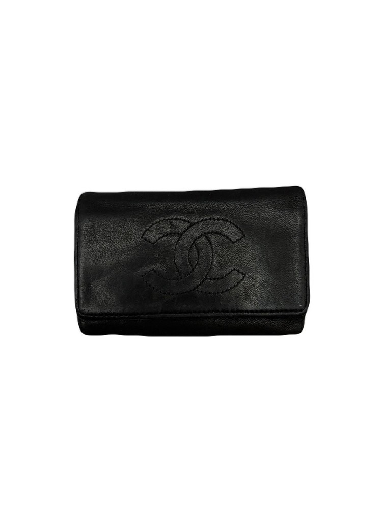 CHANEL Black Leather Key Wallet Case with 6 Hooks Pre-Owned E0319-6