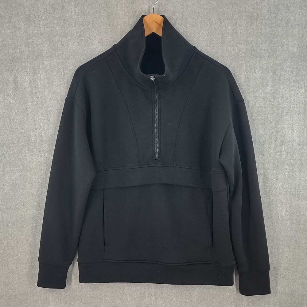 Giam Jacket Womens Small Black  1/4 Zip Soft Stretch Knit Activewear Pullover