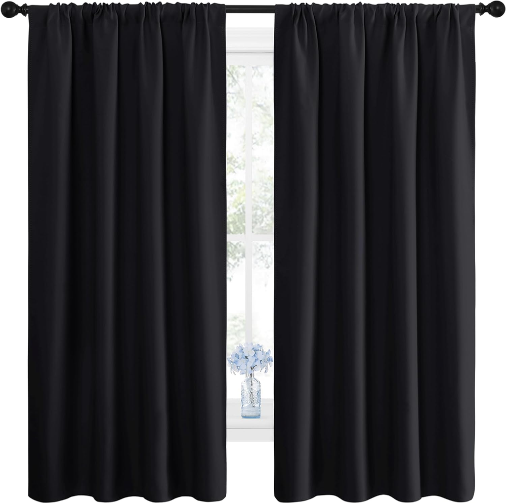 Halloween Black Blackout Curtain Blinds - Solid Thermal Insulated Window Treatme