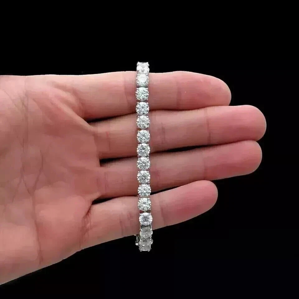 12Ct Round Lab Diamond Tennis Bracelet in 14K Gold or Silver 7 Inch FN