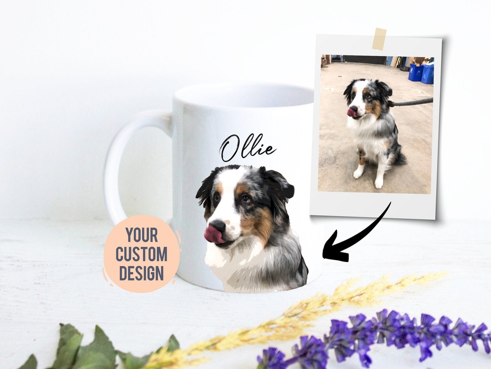 Custom Dog Mug Pet Portrait Personalized Dog Lovers Mug Dog Owner Gift Dog Mom