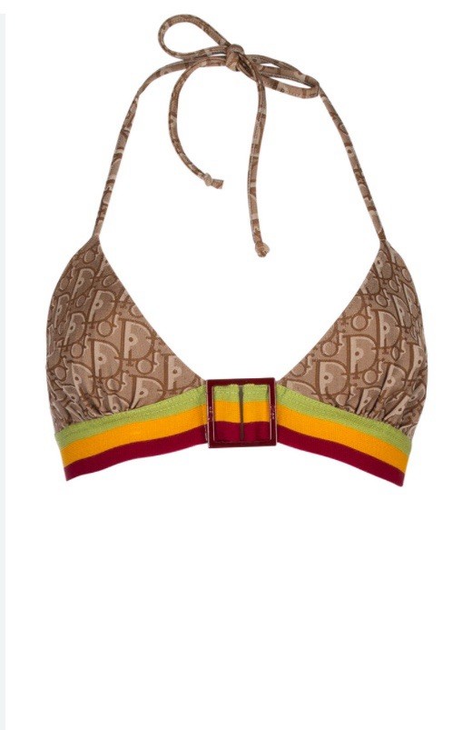 Vintage Christian Dior Logo Brown Bikini top 2004 Rasta Collection