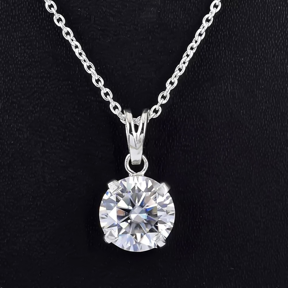 Certified 4.34 Ct White Diamond Solitaire Pendant in 925 Sterling Silver Gift