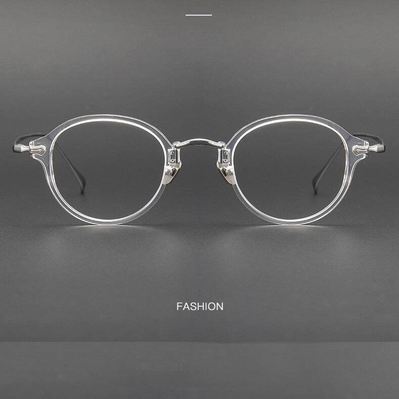 Transparent Round Eyeglass Frames Men Vintage Acetate Full Rim Eyewear Women New