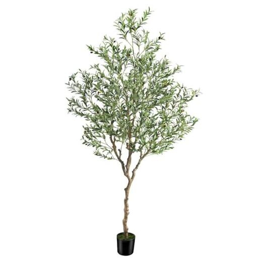 7ft Realistic Artificial Olive Tree for Indoor Decor with Natural-Looking Branches