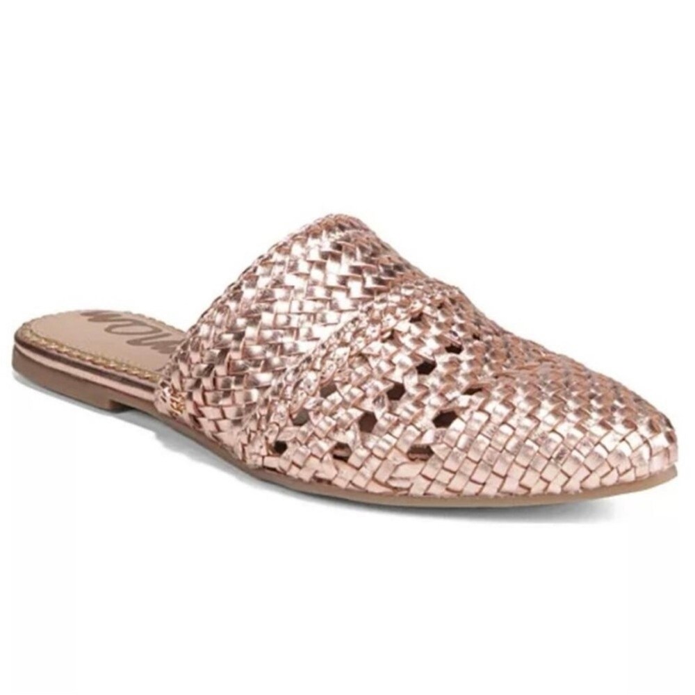 NWT Sam Edelman Natalya Rose Gold Woven Leather Mules 7.5