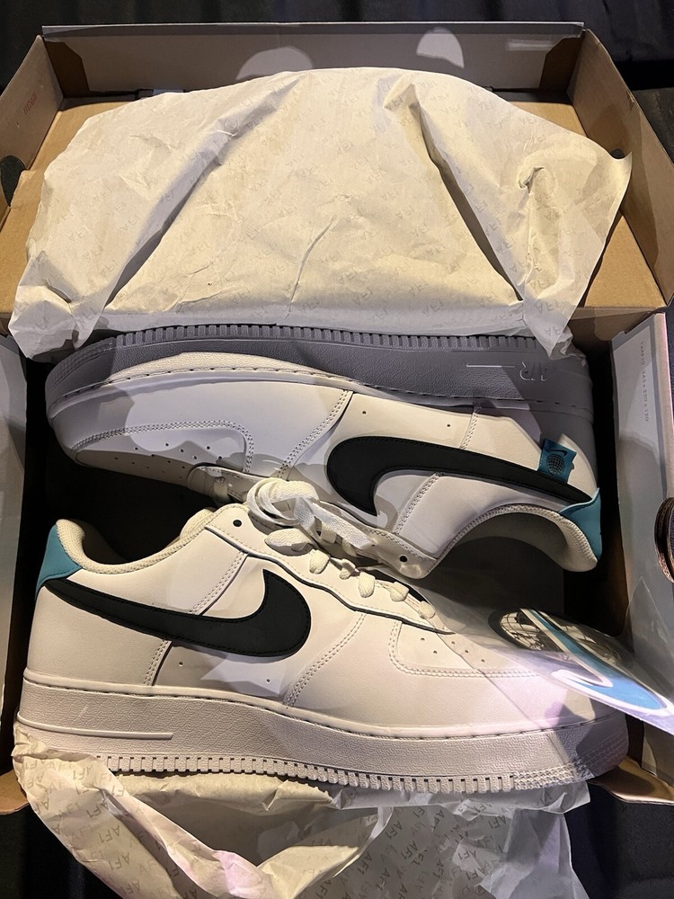 NIKE AIR FORCE 1 07 WW WORLDWIDE WHITE-BLACK-BLUE FURY SZ 13 [CK7648-100]