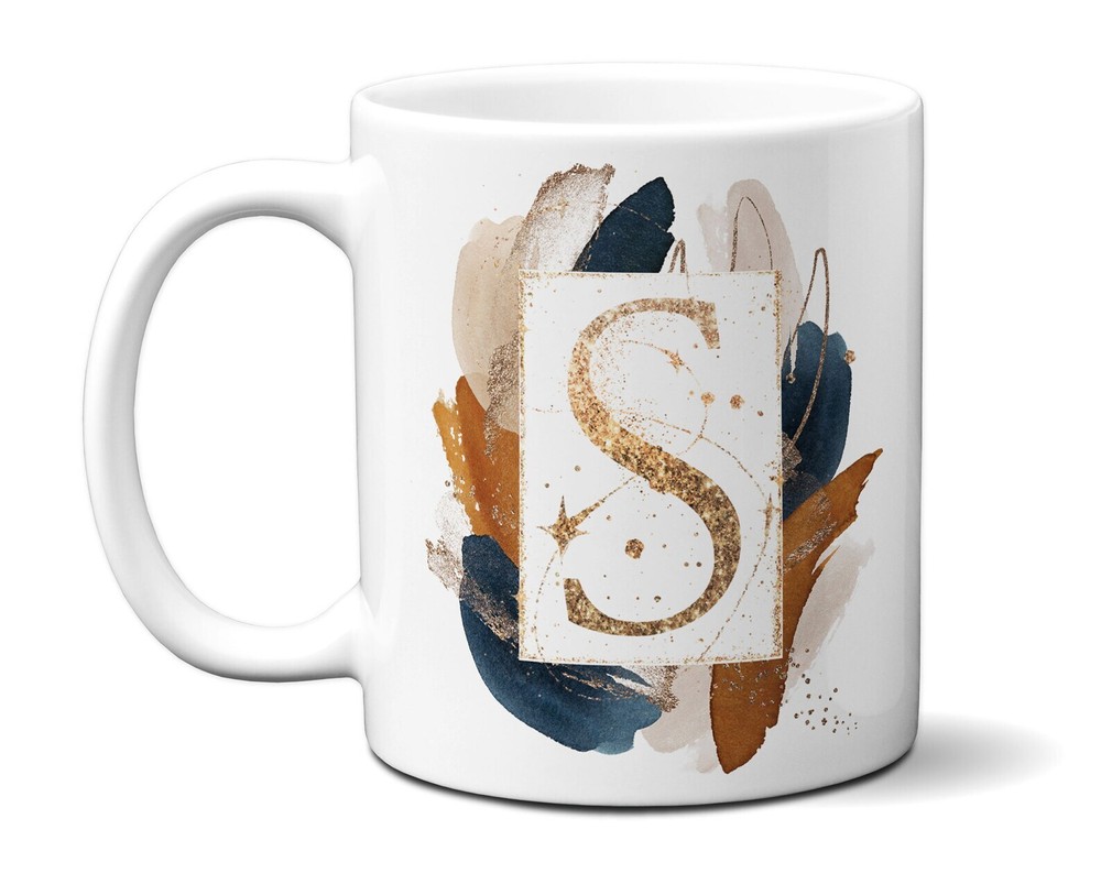 Personalized S Letter Monogram Tea Coffee Mug Unique Design