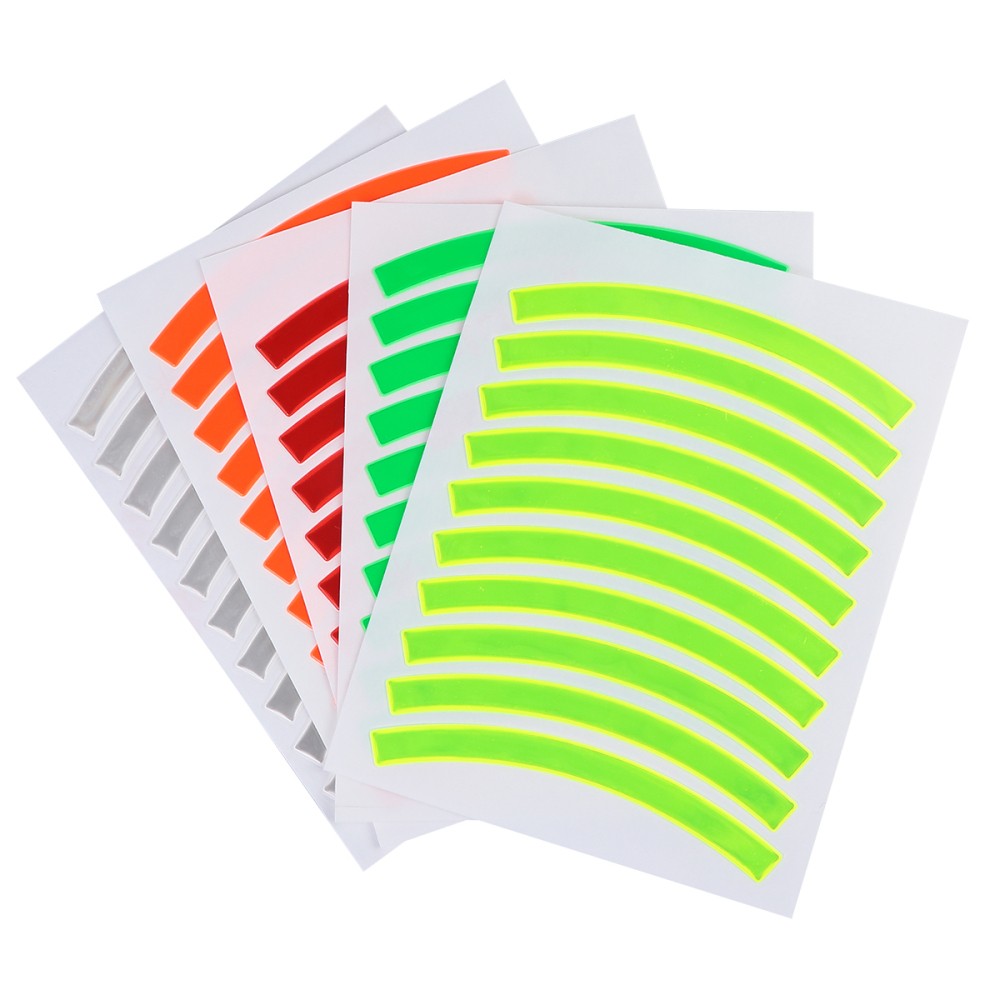 5Pcs High-Visibility Reflective Bicycle Safety Stickers in Fluorescent Colors