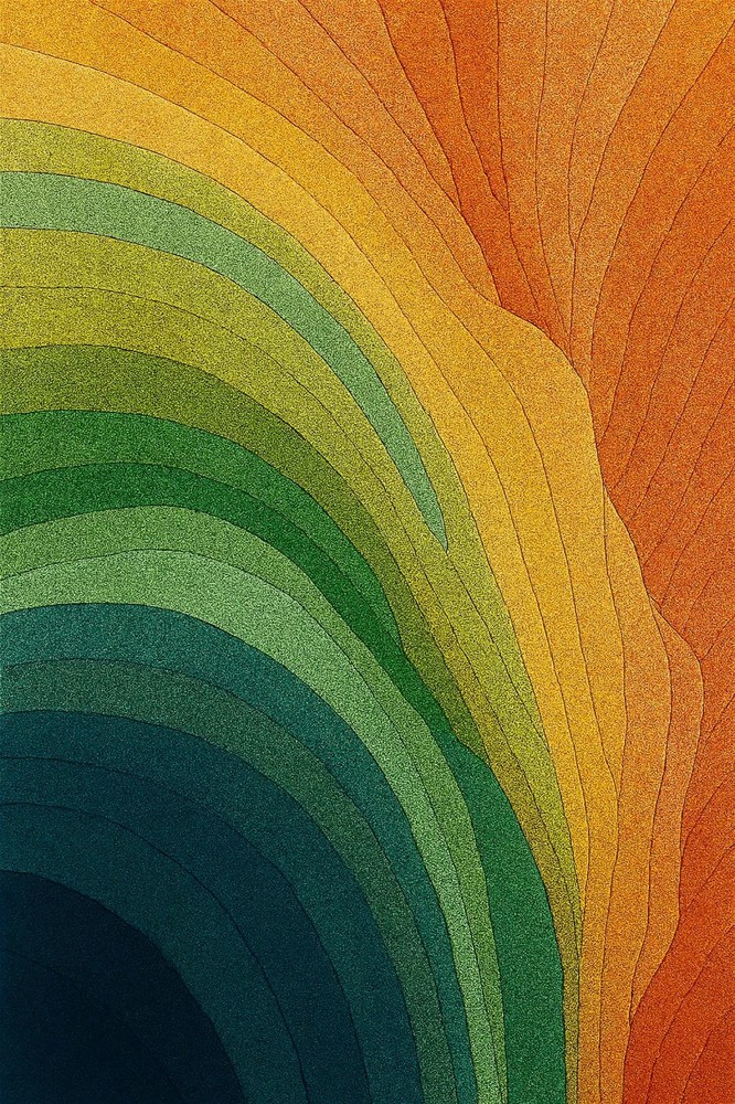 Modern Style Rug Woolen Handmade Abstract Wave Rug Colorful Rectangular Edge
