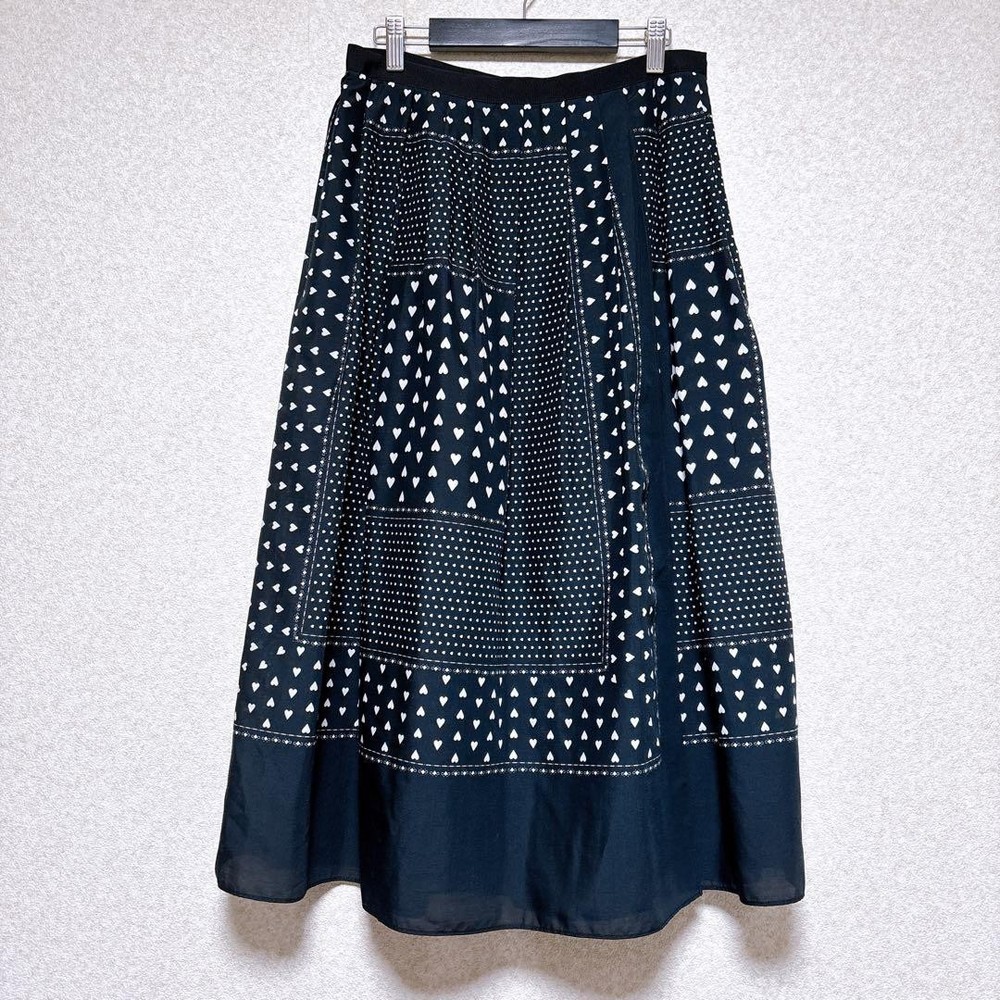 Sacai Luck Heart Pattern Skirt S Black Polyester Allover Design