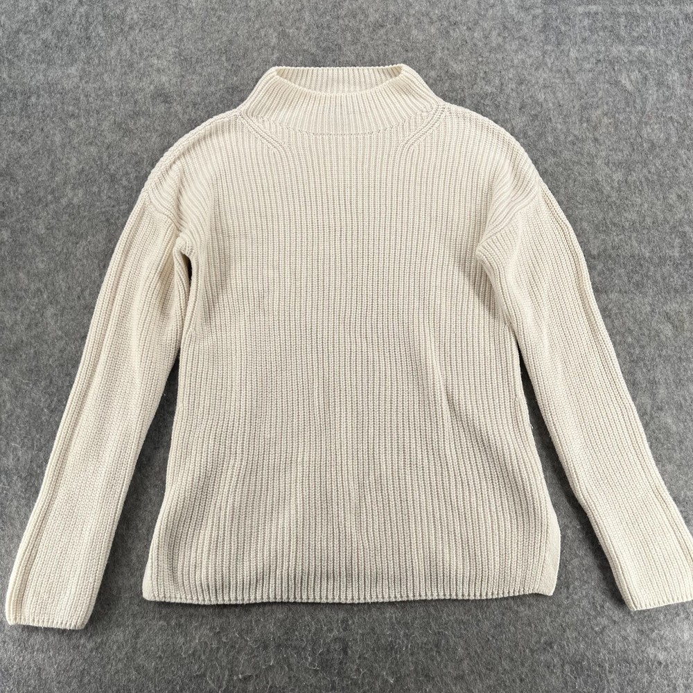 Banana Republic Sweater Womens Cable Knit Mock Neck Ivory S