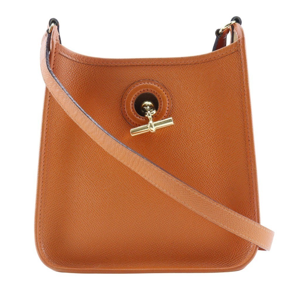 HERMES Vespa TPM Shoulder Bag Vaux Epson Orange Engraved H