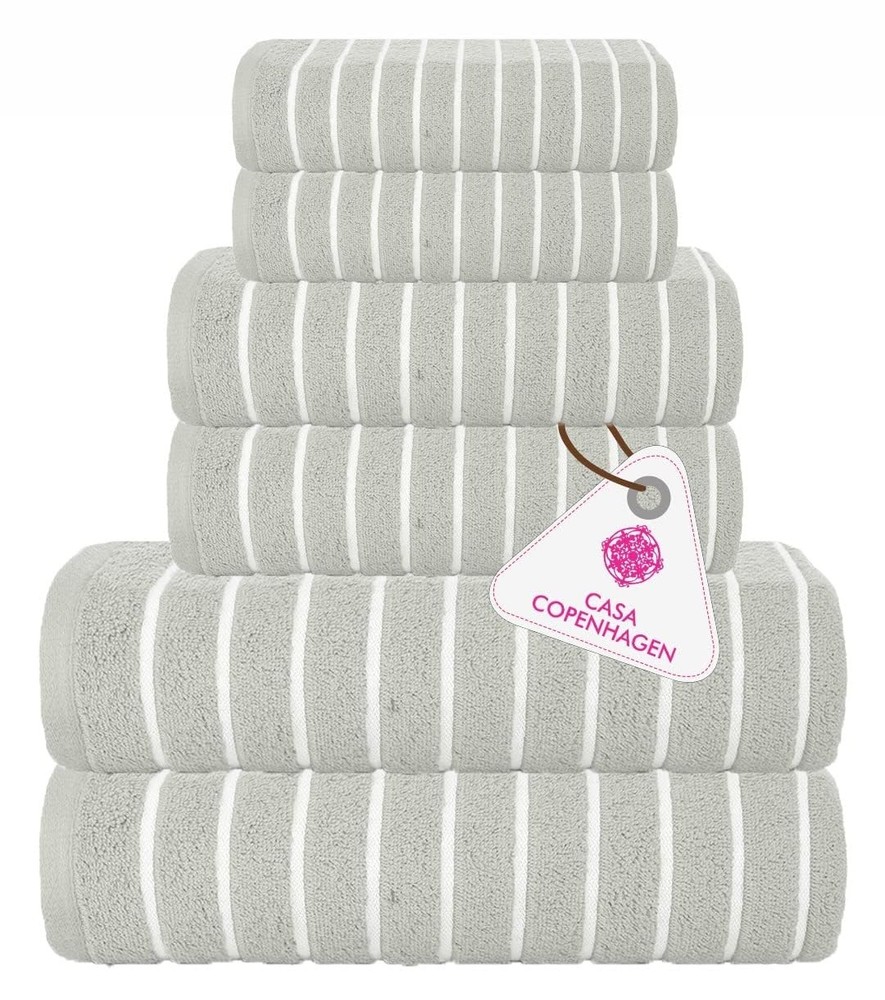 Luxury 6-Piece Grey Towel Set with 600 GSM Bath and Hand Towels