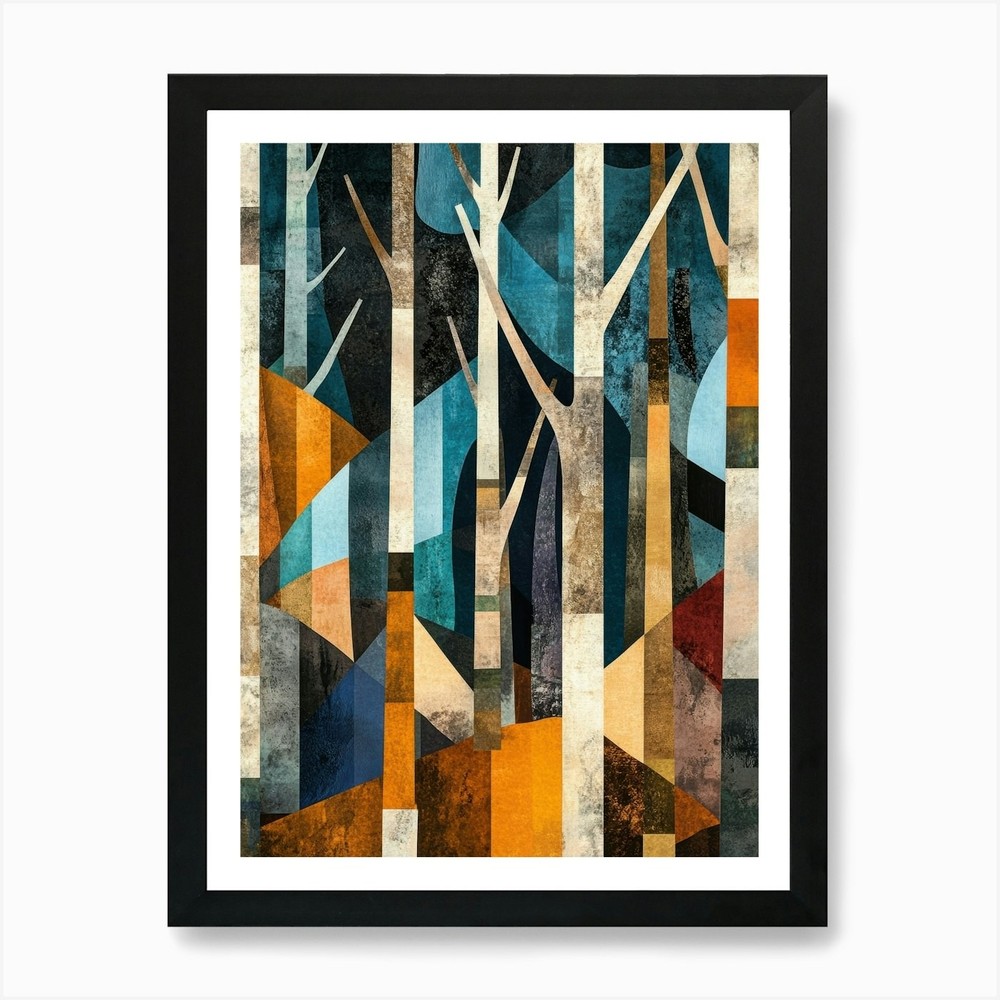 Framed Birch Trees Art Print - 25 Inch Canvas Wall Decor Poster  