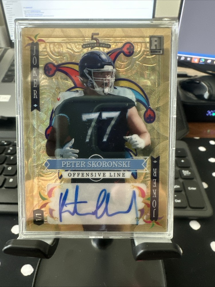 Peter Skoronski 2023 Wild Card 5 Card Draw Stacked Deck Joker RC Rookie 1/1 Auto