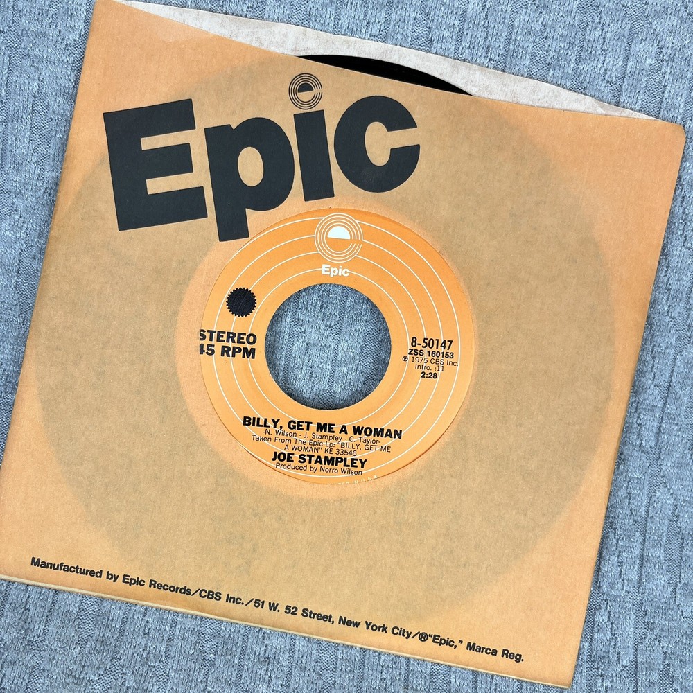 Vintage 45 RPM record Joe Stampley epic records country western blues rock roll