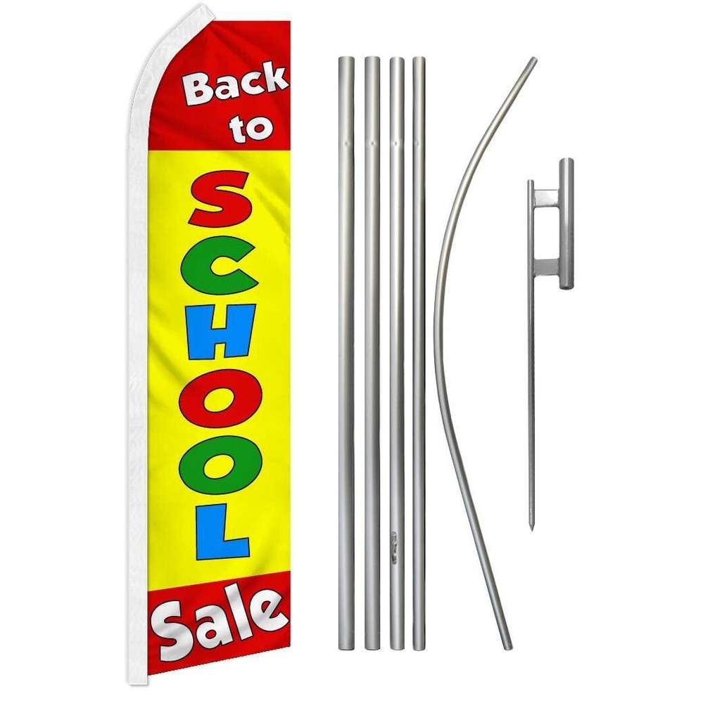 Back To School Sale Super Swooper Flag & Flag Pole Kit & Ground Spike-image