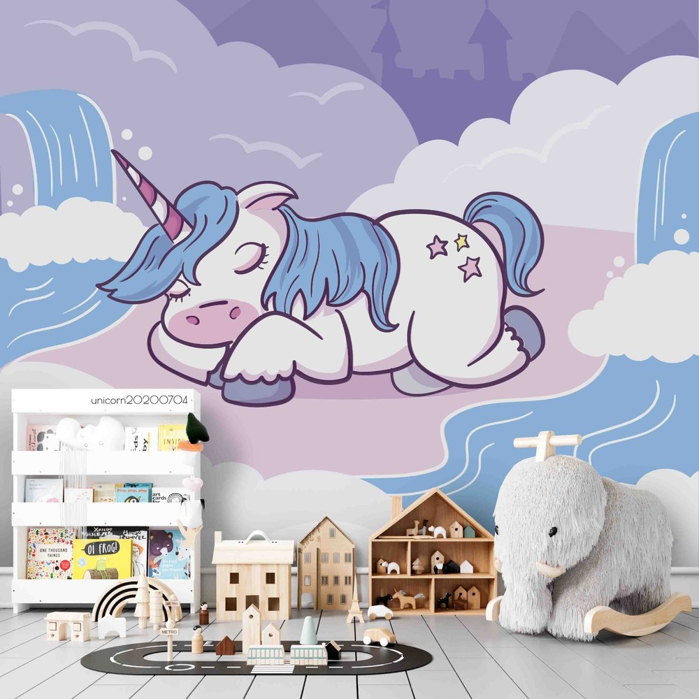 3D Unicorns Waterfall Illustration Wall Murals Wallpaper Murals Wall Sticker