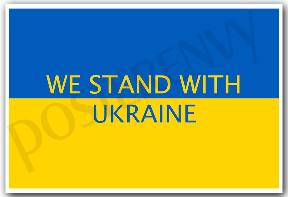 Stand With Ukraine Patriotic Blue Yellow Support Poster