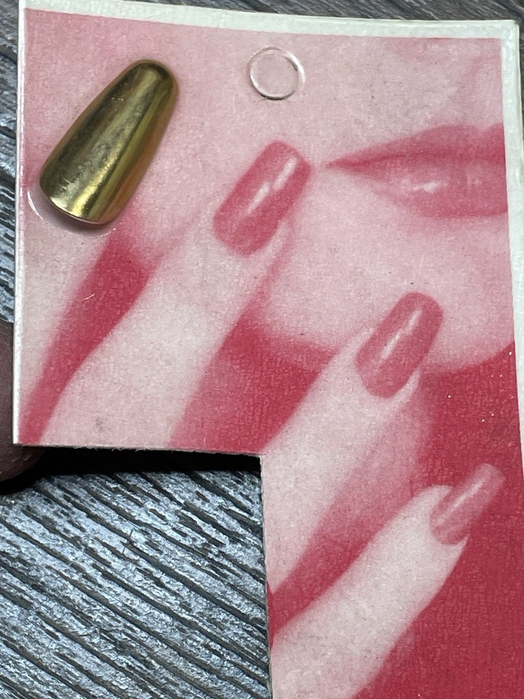 80s Metal Golden Nail 18K Plain Smooth Gold Tone Fingernail Press on Index