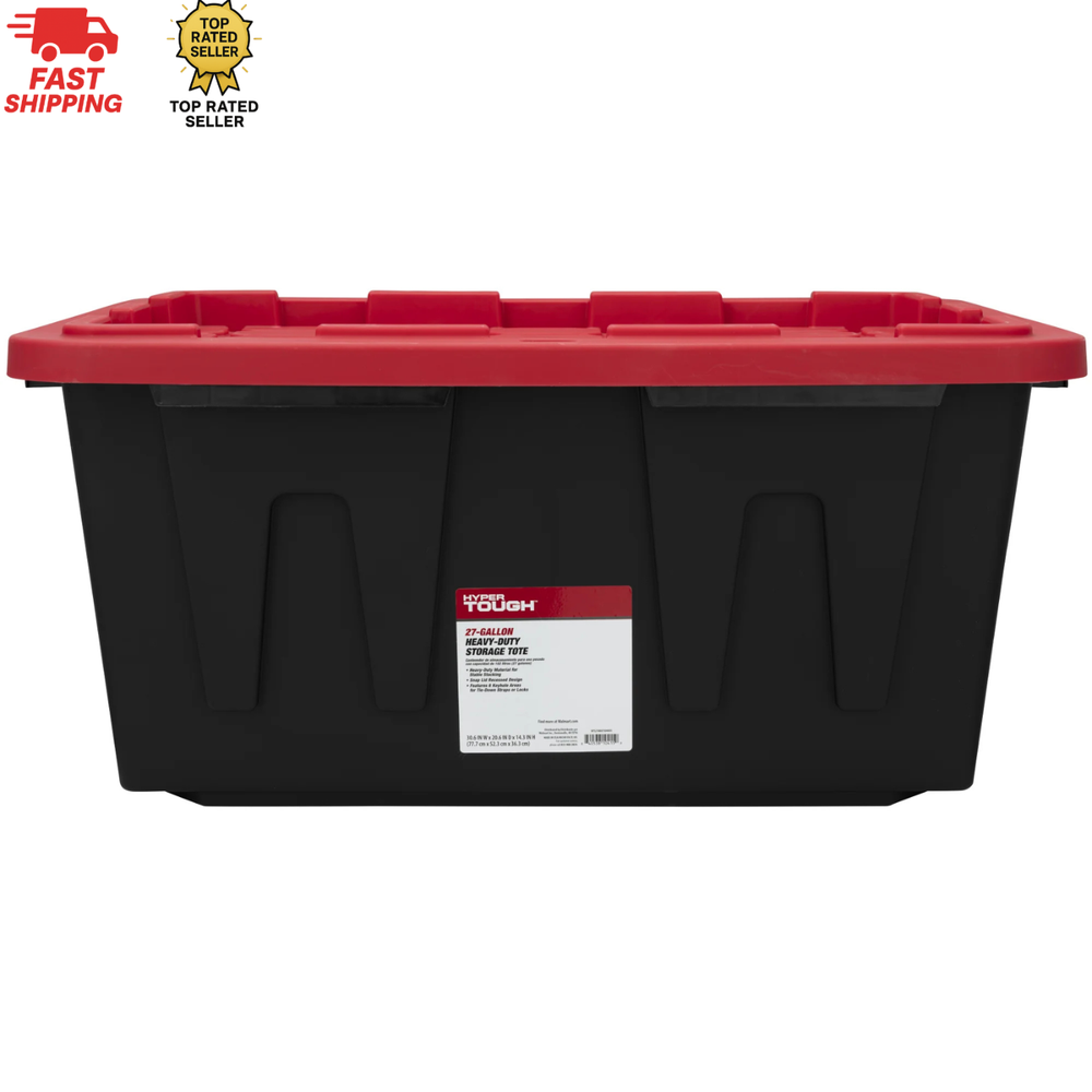 Hyper Tough 27 Gallon Large Plastic Storage Bin with Snap-On Lid