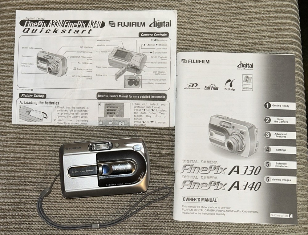 Fujifilm FinePix A340 4MP Digital Camera Silver with Manual