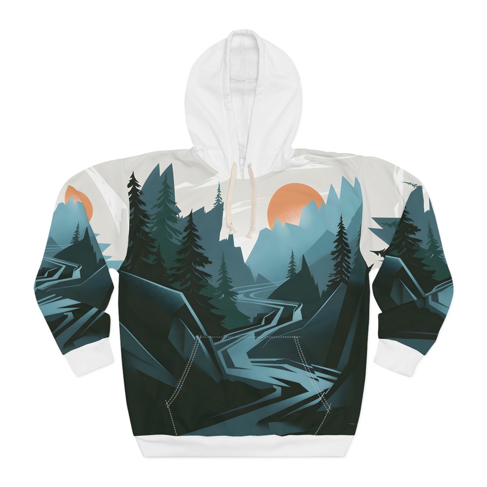 Obsidian Ridge Hoodie All Over Print Mountain Sunset Pullover Hiking Travel