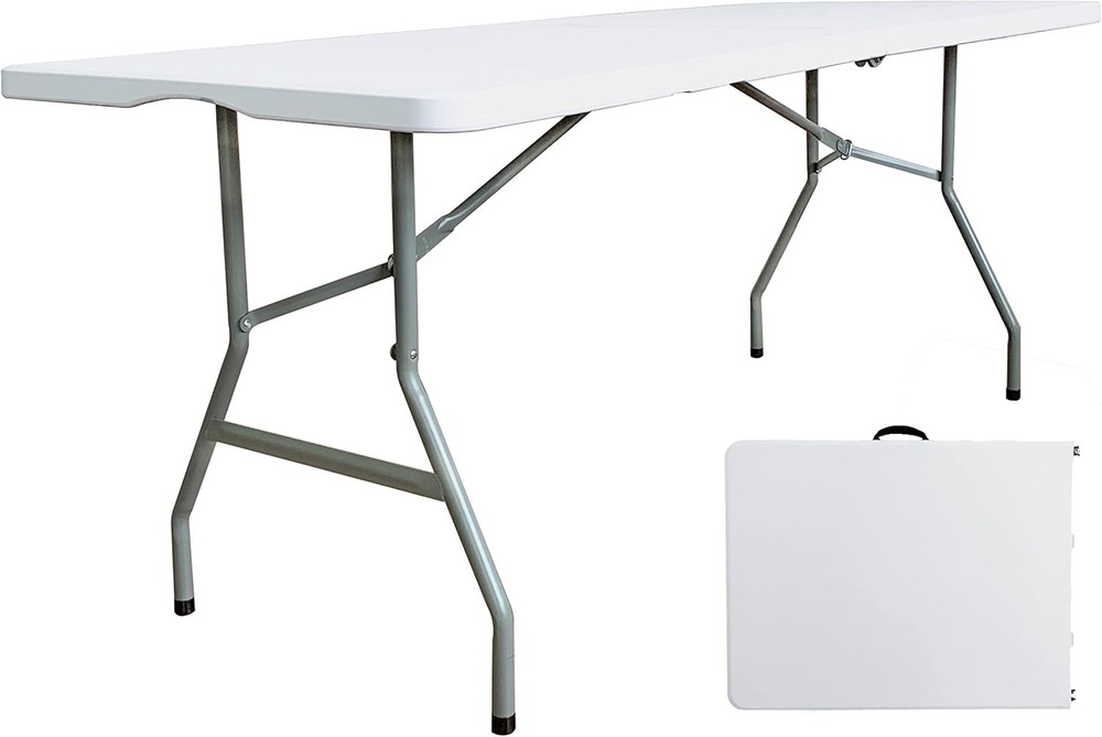 6 Foot Folding Table 6ft Fold in Half Heavy Duty Plastic Foldable Table, 72 inc