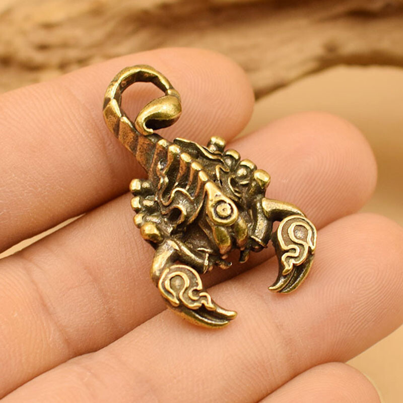 1pc Brass Scorpion Figurine Statue Keychain Pendant Animal Gift