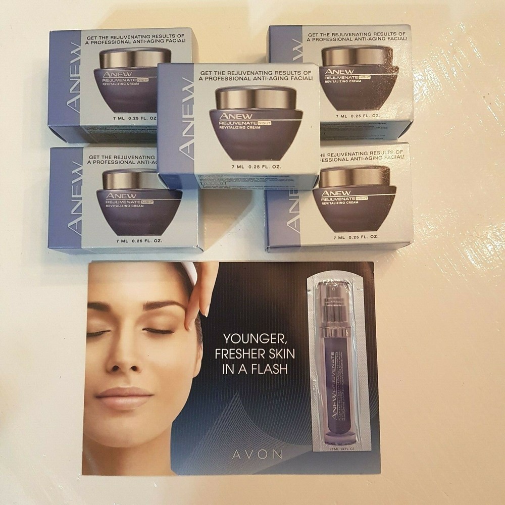 Avon Anew Rejuvenate Night Cream Travel Size .25 oz with Free Facial Sample  