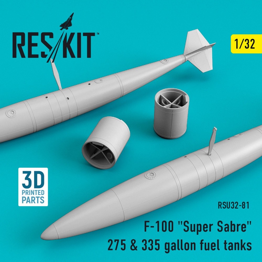 1:32 F-100 Super Sabre Scale Kit with 275 & 335 Gallon Fuel Tanks - ResKit RSU32-0081