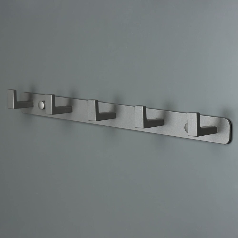 Heavy Duty Stainless Steel 5-Hook Wall Mounted Coat Rack for Hats Jackets Bags