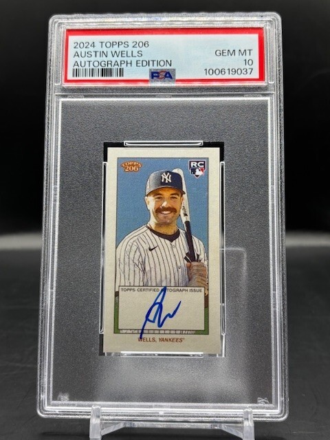 2024 Topps 206 Austin Wells Rookie On-Card Auto PSA 10 Gem Mint POP 2 Only