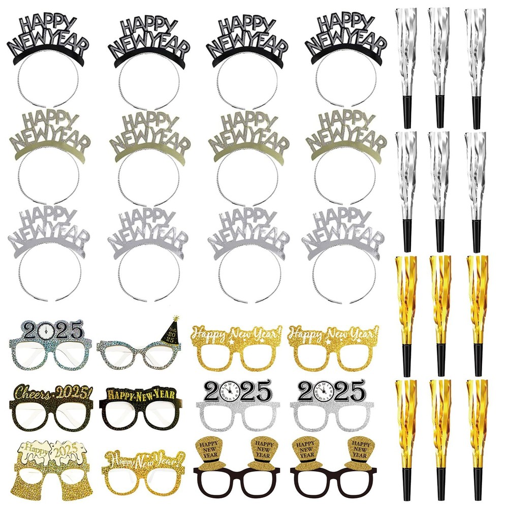 Tawecrew 36 Pieces New Years Eve Party Supplies 2025,Happy New Year Headband ...-image