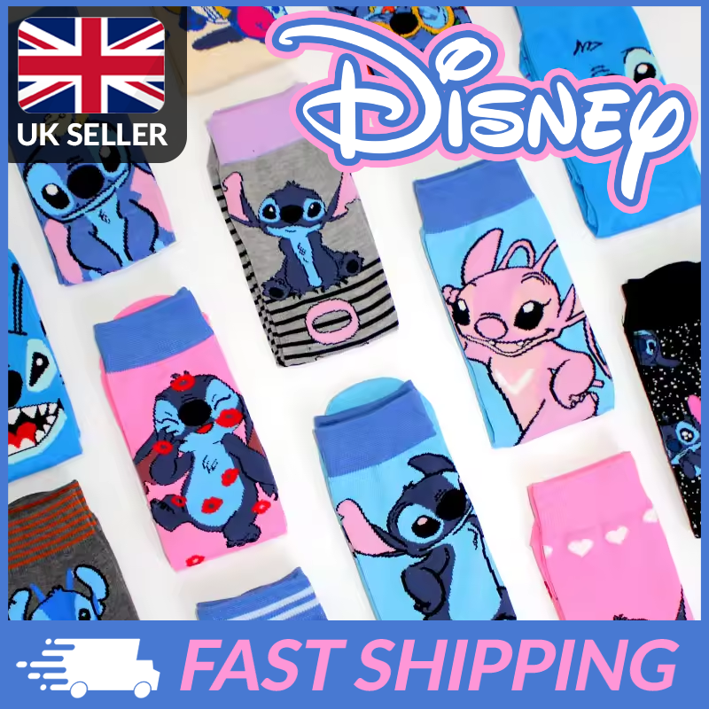 Disney Lilo & Stitch Socks Soft Long Cute One Size 37-45 Men Women Kids Gift