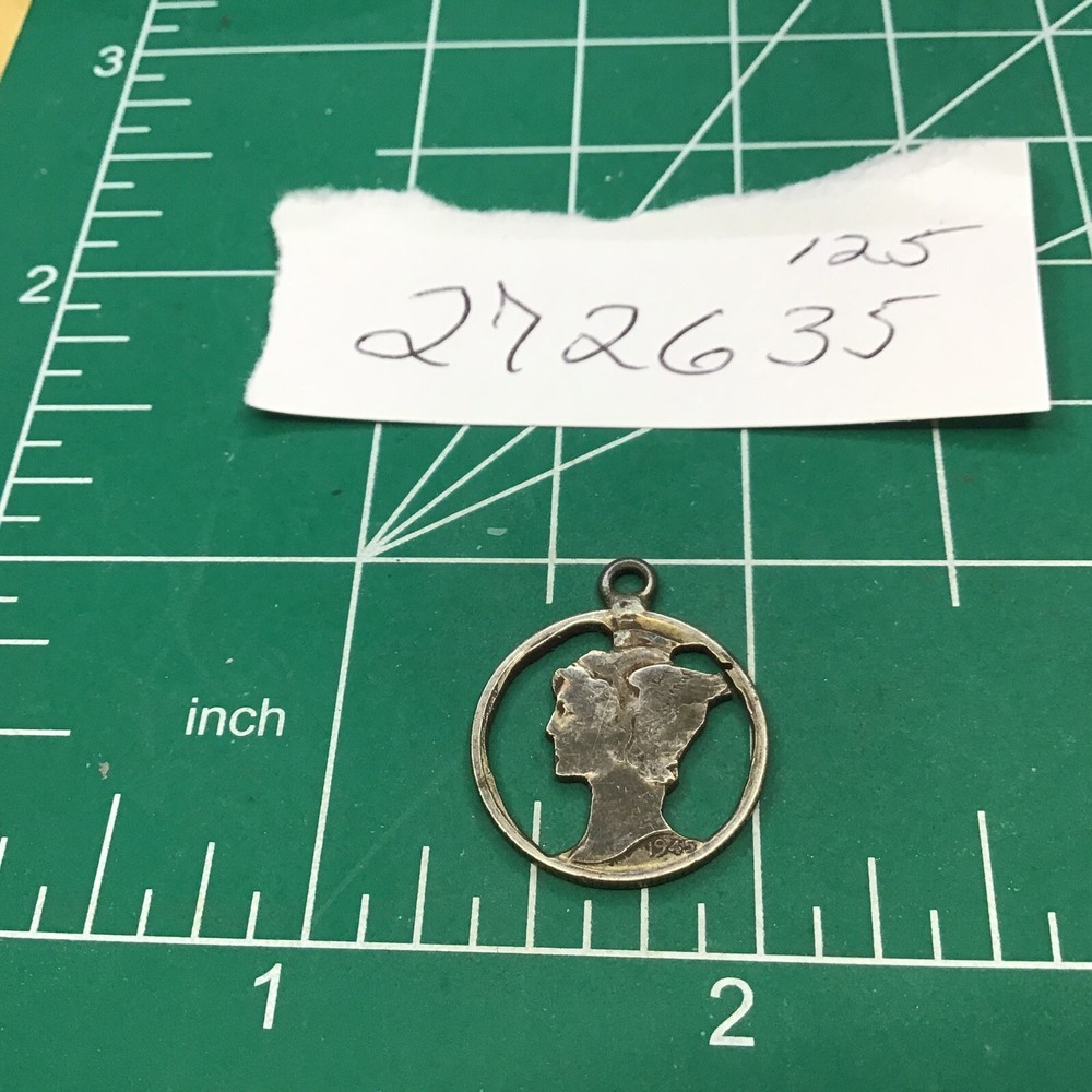Mercury Silver Dime Coin  Necklace Charm Pendant cut out