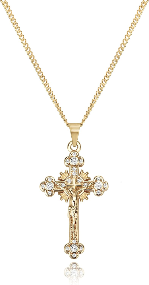 Cross Necklace for Women 18K Gold Plated Cross Pendant Choker Necklace
