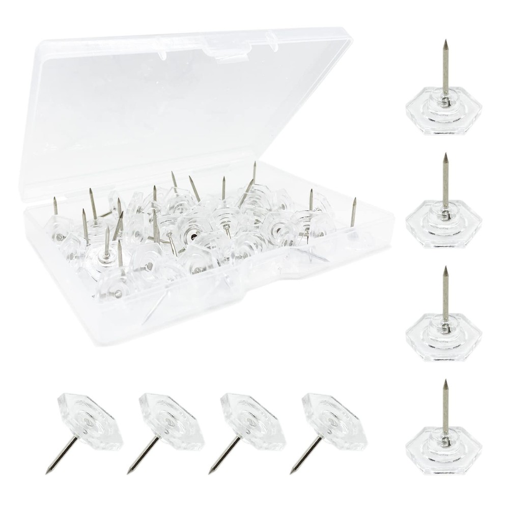 50 PCS Plastic Push Pins, Plastic Head Thumb Tacks for Wall, Steel Point Bull...