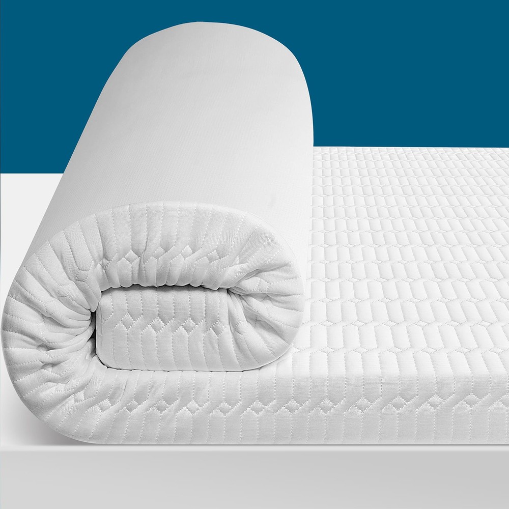 PECASOY 3 Inch Cooling Memory Foam Mattress Topper, High Density Supportive F...