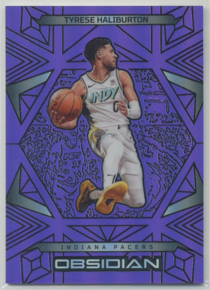 Tyrese Haliburton 2024-25 Panini Obsidian Electric Etch Purple Flood /75 #75