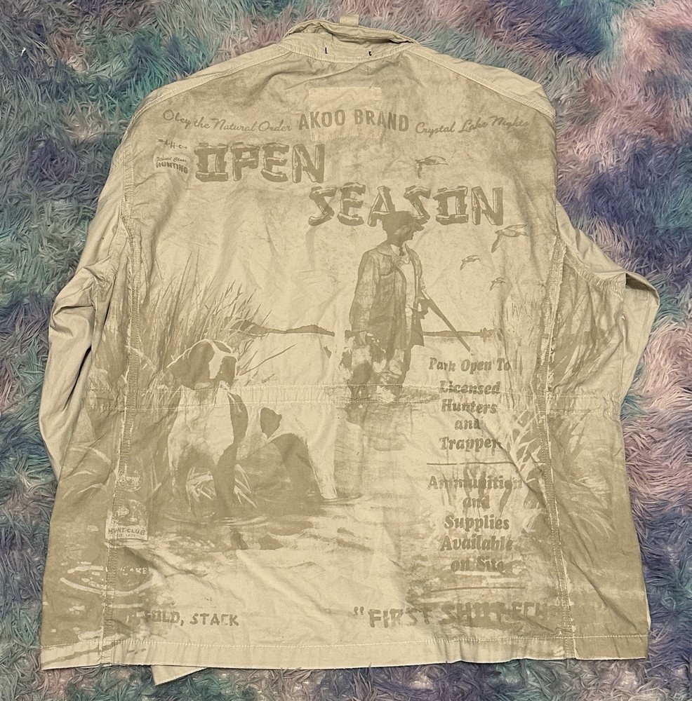 Akoo Men's 4XL Safari Shirt Beige Open Season Button-Up Multi-Pocket Outdoor