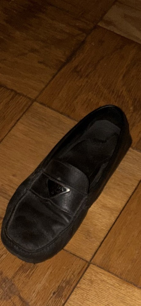 PRADA Men's Logo Slip on Black Leather Driving Loafer Shoes Size UK 8